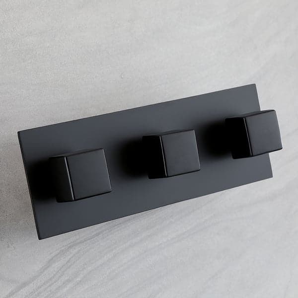 10 Inch Wall-Mounted Square Rain Shower System with Waterfall Tub Spout in Matte Black
