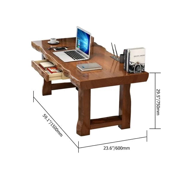 59.1 Inch Modern Home Office Desk with Drawer Pine Wood Desk