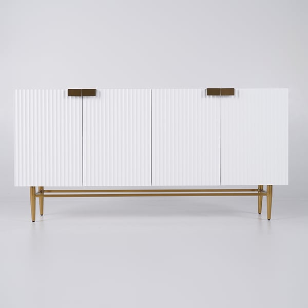 59 Inches White Sideboard Buffet with Doors Accent Cabinet with Storage 4 doors