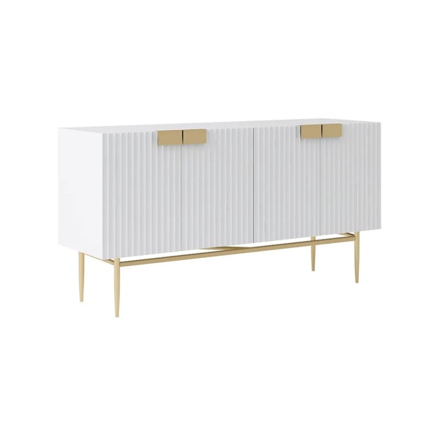 59 Inches White Sideboard Buffet with Doors Accent Cabinet with Storage 4 doors