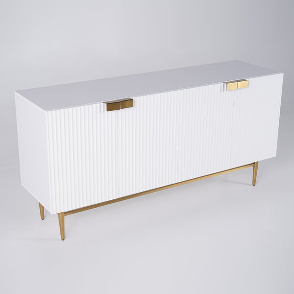 59 Inches White Sideboard Buffet with Doors Accent Cabinet with Storage 4 doors