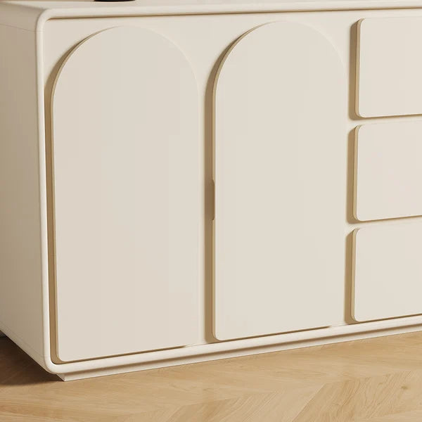 59" Modern Off White Sideboard Buffet with Storage Credenza Arch Door