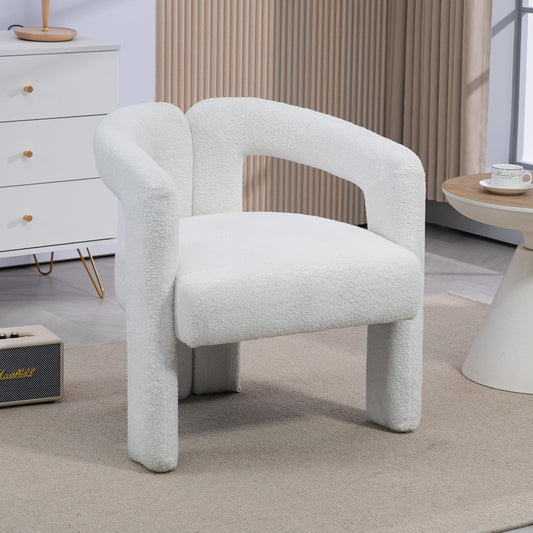 Teddy fabric modern design dining chair,open-Back ,modern kitchen armchair for Dinging Room(BEIGE)