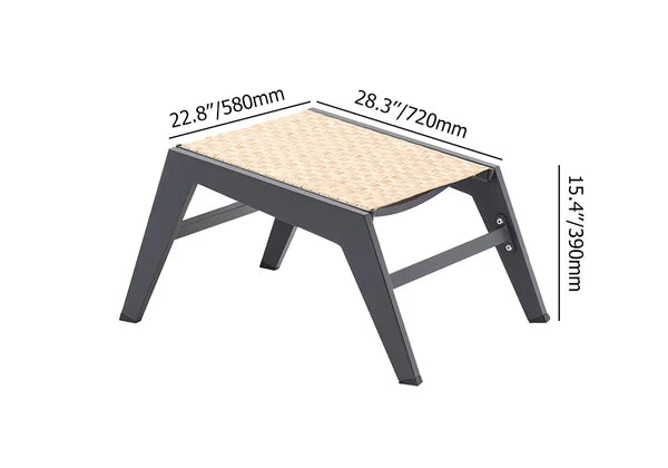 5Pcs Rustic Rattan Aluminum Outdoor Patio Lounge Chair Set Round Coffee Table & Stool