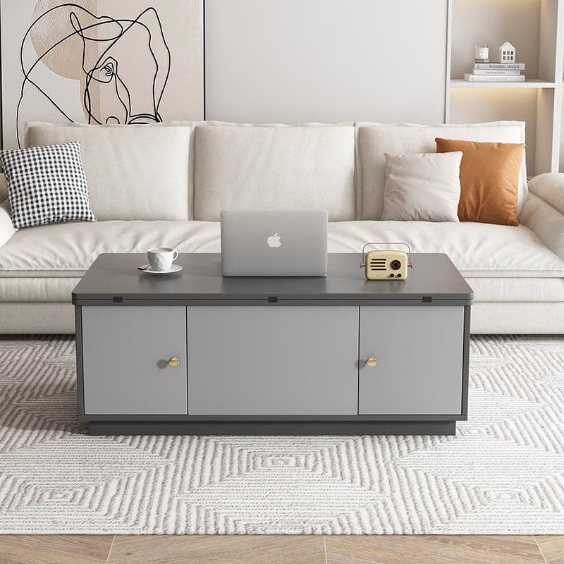 Modern Gray Multifunctional Square Lift-top Coffee Table with Storage
