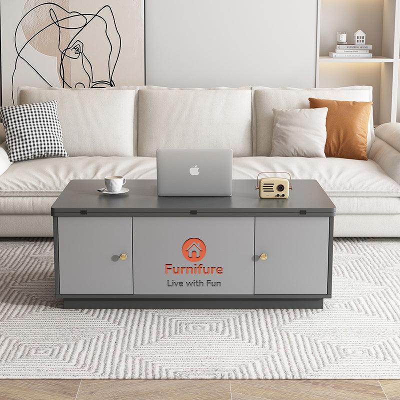 Modern Gray Multifunctional Square Lift-top Coffee Table with Storage with Furnifure Gift