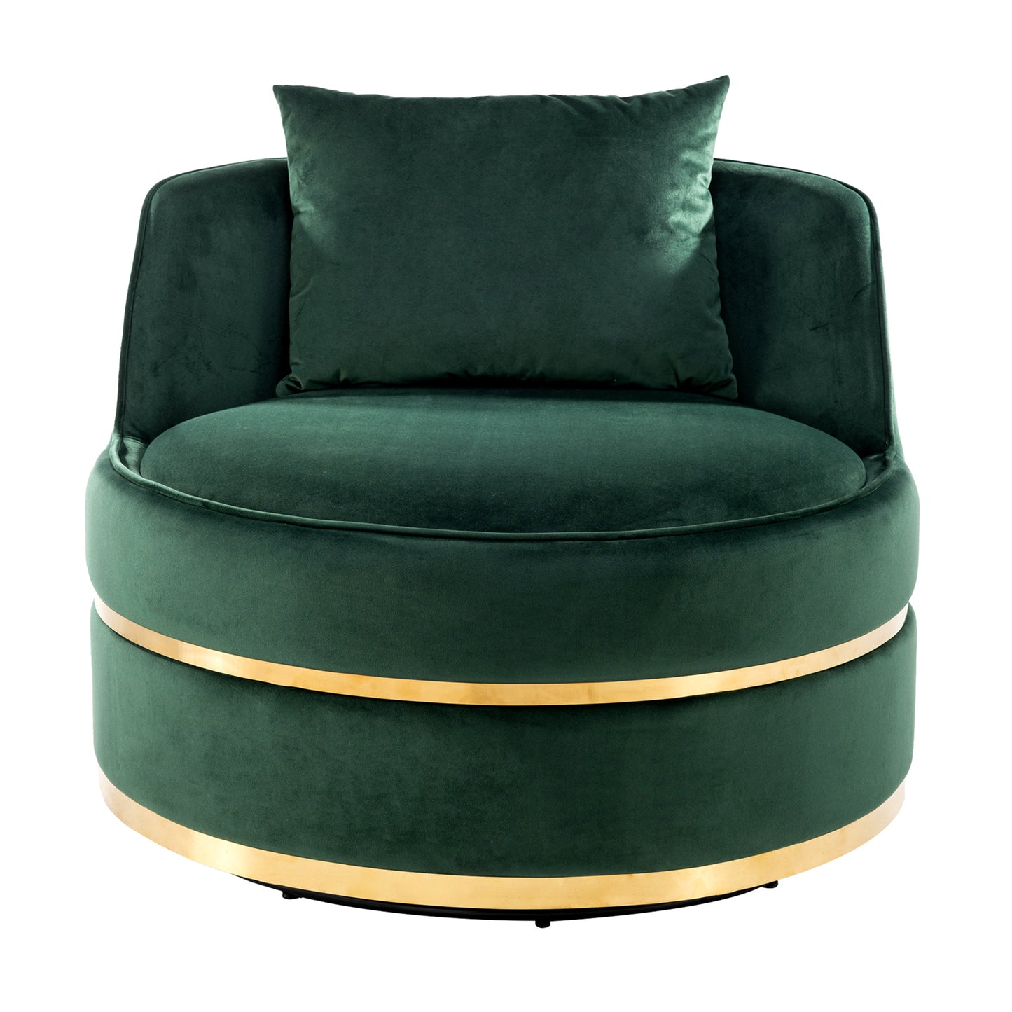 360 Degree Swivel Accent Chair Velvet Modern Upholstered Barrel Chair Over-Sized Soft Chair with Seat Cushion for Living Room, Bedroom, Office, Apartment, Green