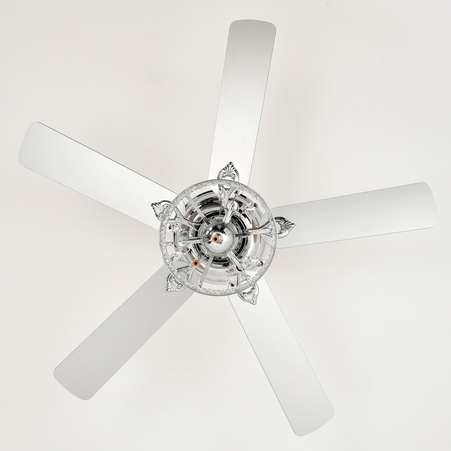 Chrome 52" Ceiling Fan with Reversible Motor - Indoor Use, Pull Chain Control (No Light Bulb)