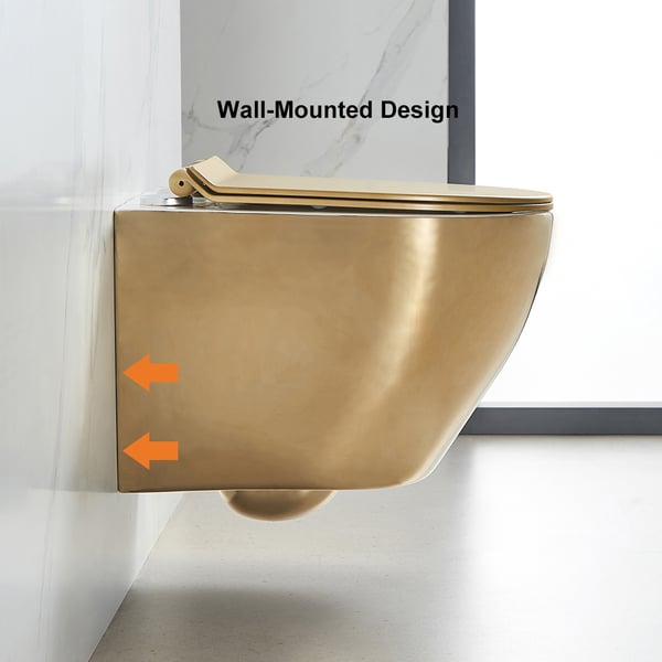 Luxury Round Wall-Mount Toilet Rimless Flushing Ceramic