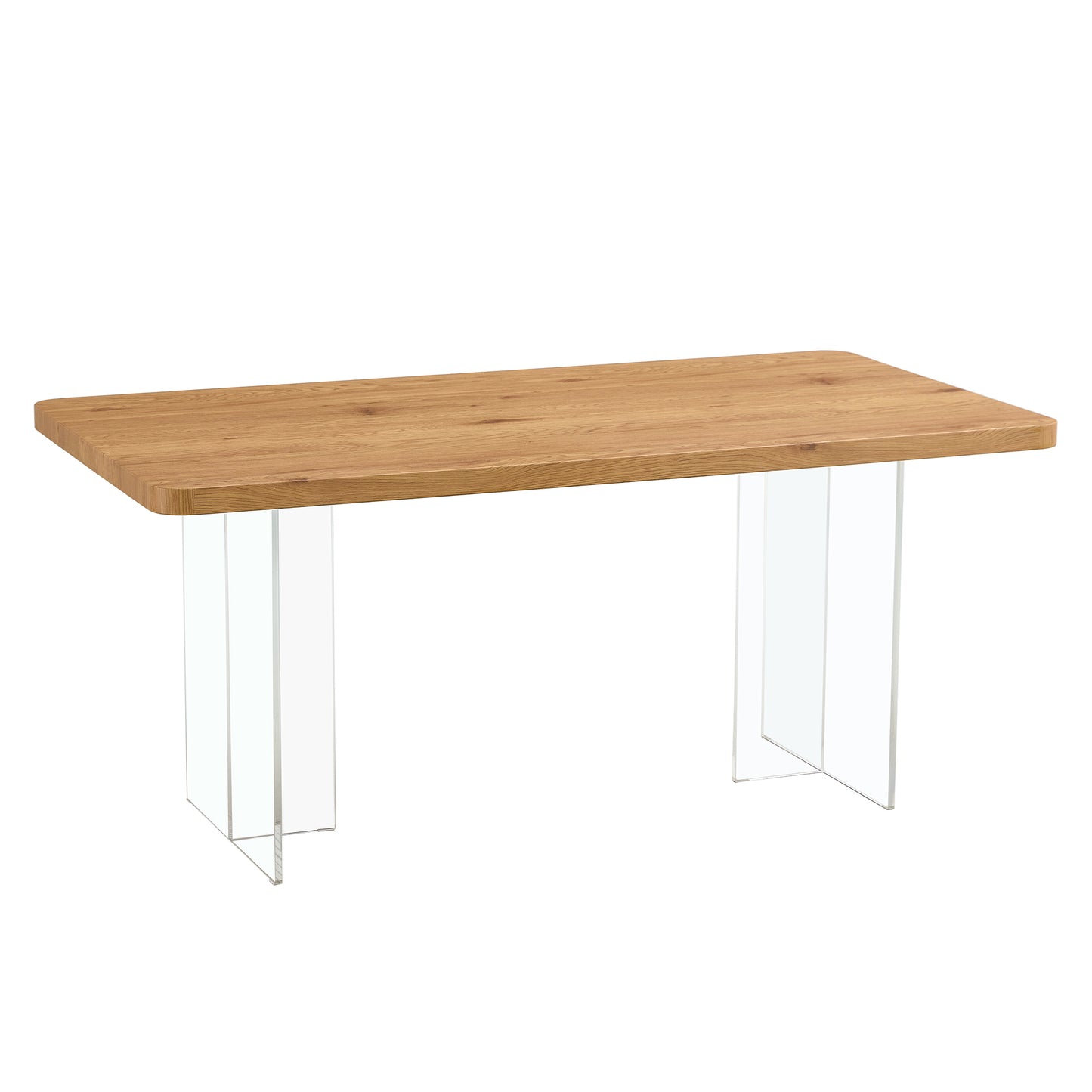 Elegant Minimalist Wooden Table with Acrylic Base - Ideal for Dining Rooms and Offices