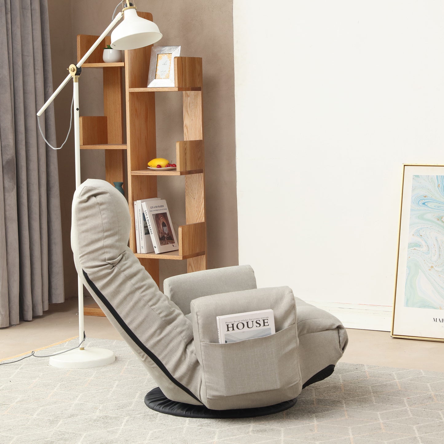 Tête et taille réglables, chaise de jeu, chaise longue dans le salon, canapé rotatif à 360 degrés, siège rotatif, chaise longue de loisirs