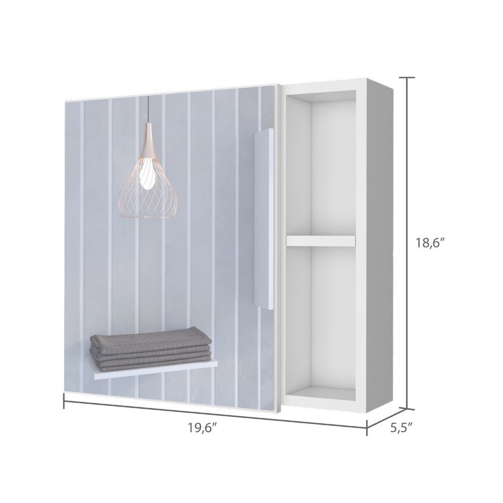 Oman Medicine Cabinet, Three Internal Shelves, Single Door, Two External Shelves -White