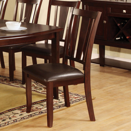 Ensemble de 2 chaises d'appoint finition expresso foncé meubles de salle à manger de cuisine en bois massif siège rembourré en similicuir dossier unique