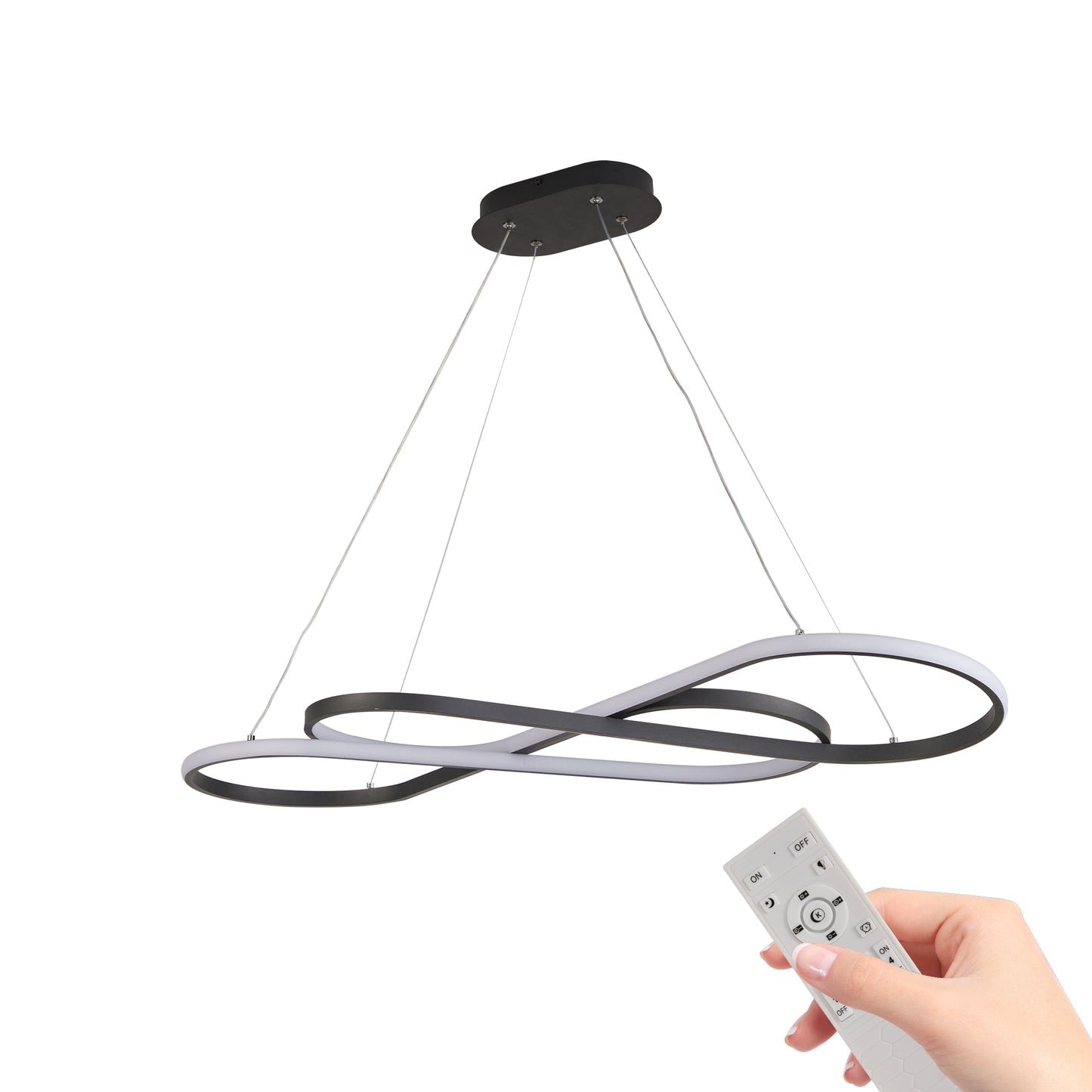 Black Finish Modern LED Pendant Light - Dimmable, Adjustable Height Hanging Fixture