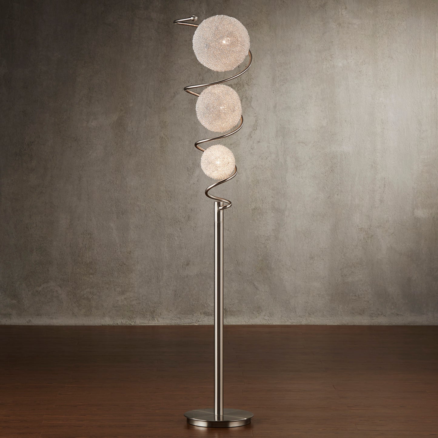 Lampadaire luxueux pour salon, 1 pièce, lampe de sol scintillante décorative de styliste, veilleuse à 3 boules enveloppées de fil