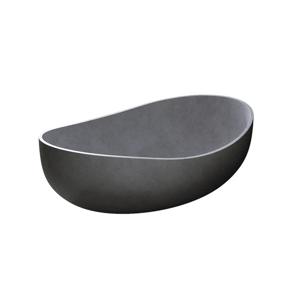 Baignoire de trempage en béton industrielle de 63 po, baignoire autoportante ovale en ciment en gris