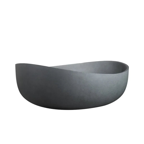 63" Industrial Concrete Soaking Bathtub Oval Cement Freestanding Bathtub in Gray