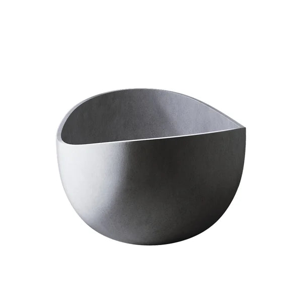 Baignoire de trempage en béton industrielle de 63 po, baignoire autoportante ovale en ciment en gris