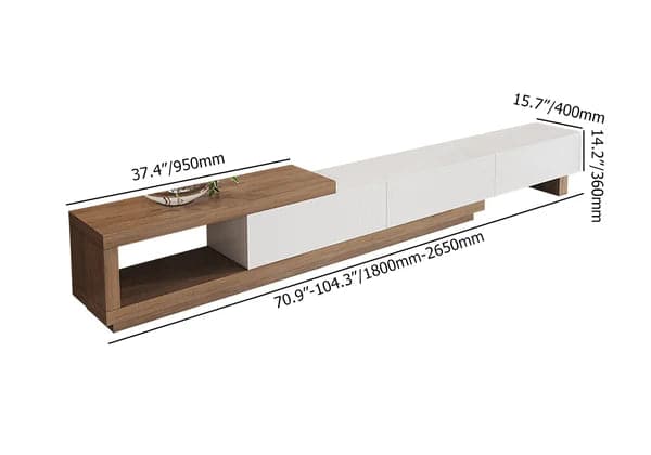 Modern TV Stand Retracted and Extendable 3-Drawer Media Console for TV Up to 80 Inch