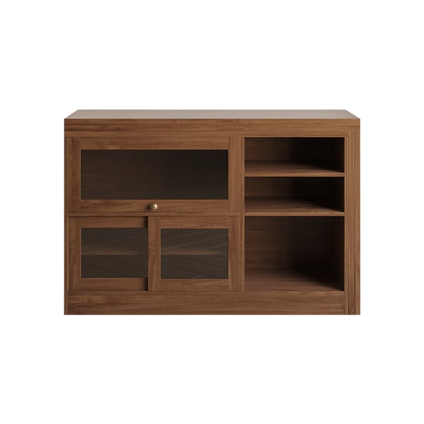 Walnut Storage Sideboard Cabinet Extendable Wood Buffet Foldable Dining Table