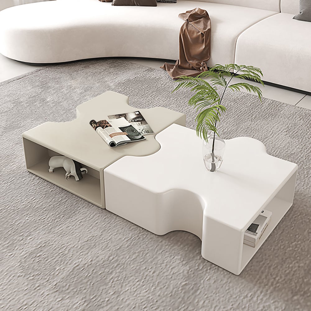 Modern Abstract Modular Coffee Table 2 Piece Puzzle Shape