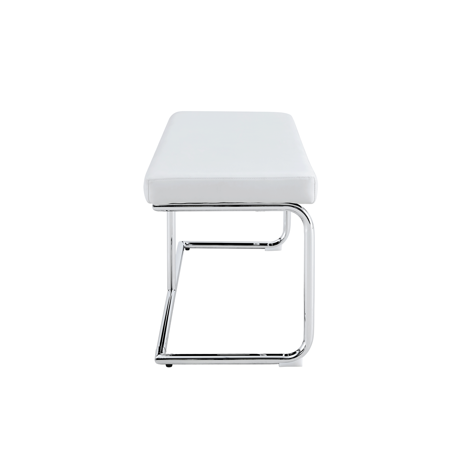 Versatile White Shoe Changing Stool with Silver Metal Legs Multi-Purpose for Entryway and Bedroom