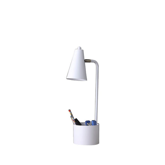 19.5" Student White Metal Task Desk Lamp with Organizer