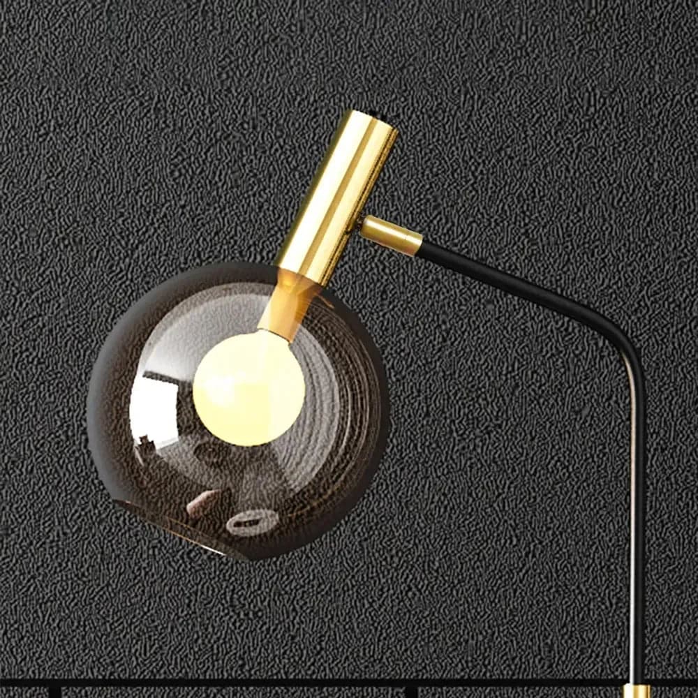 67 Modern Tray Table Floor Lamp 1-Light Cognac Dome Glass Shade in Black/Gold#Black