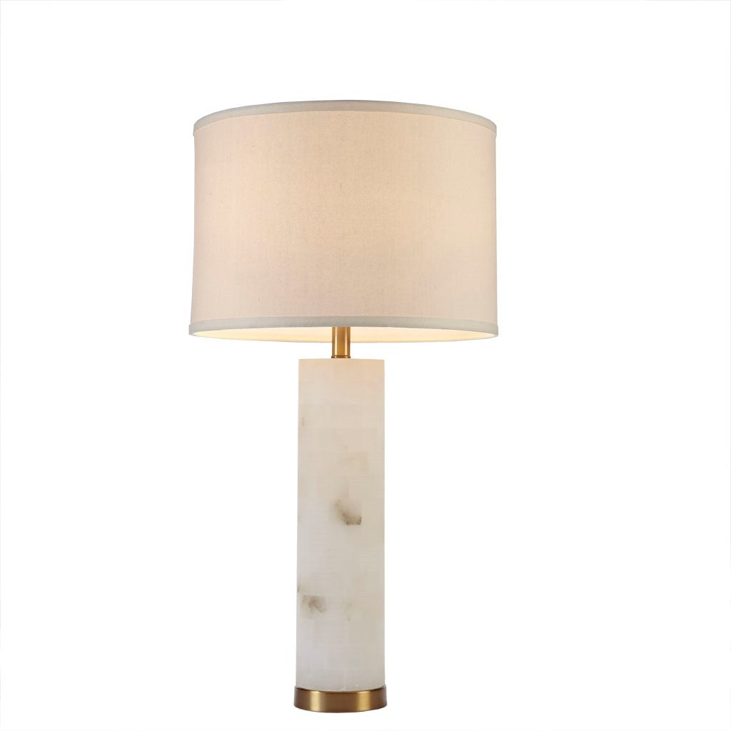 Elegant White Drum Shade with Gold Metal Base Table Lamp