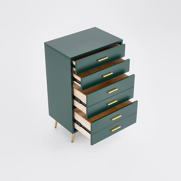 Modern Wood Dresser with 4 Drawers in Green Storage Chest for Bedroom