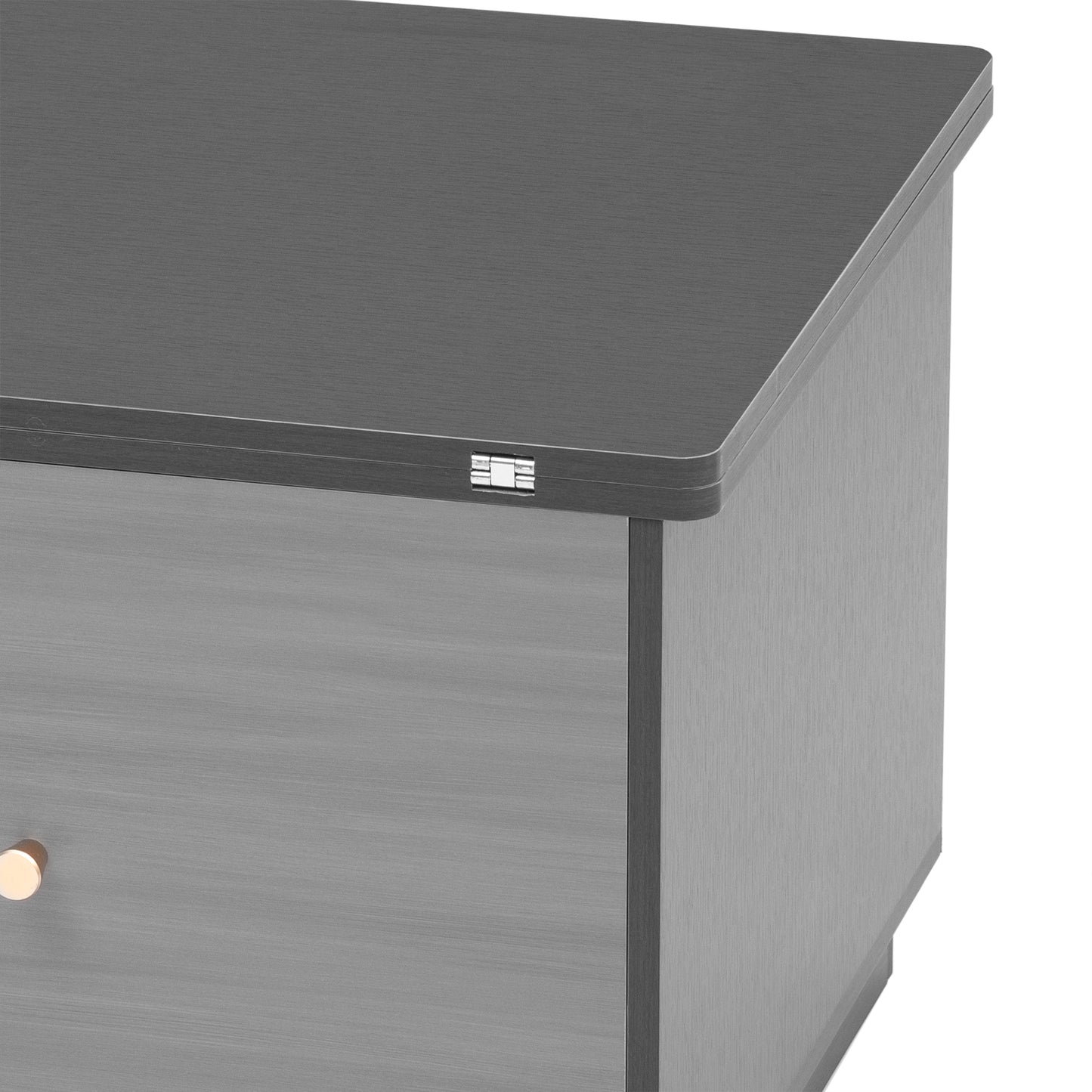 Modern Gray Multi-functional Rectangle Lift-top Coffee Table Extendable with Storage