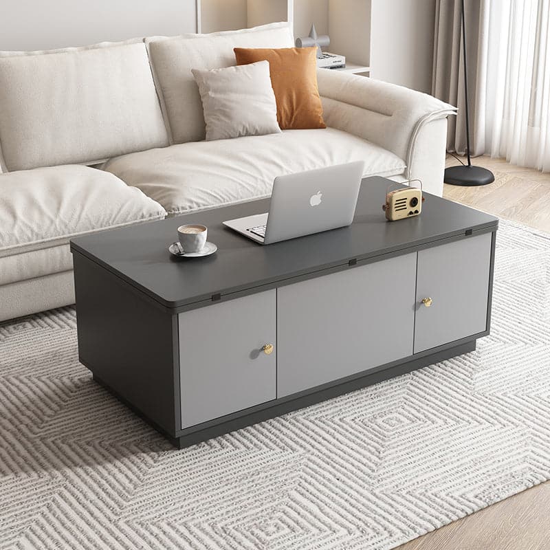 Modern Gray Multifunctional Square Lift-top Coffee Table with Storage