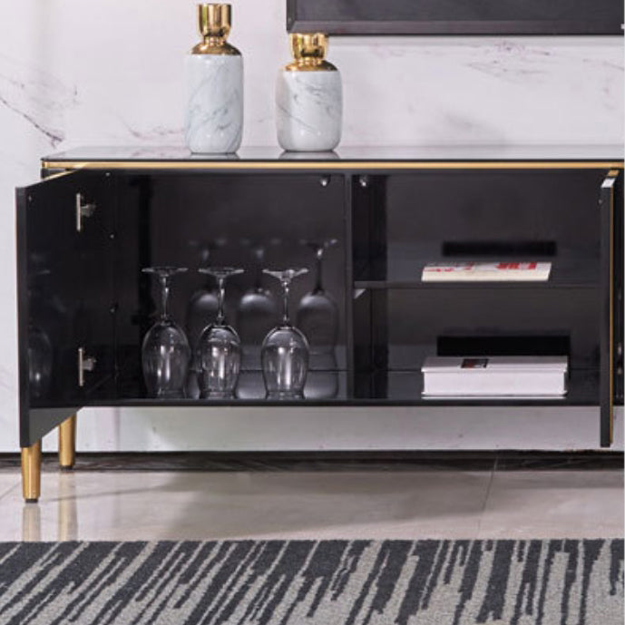 Black Coffee Table Modern Rectangular Or Square Design With Golden Leg Glass Top