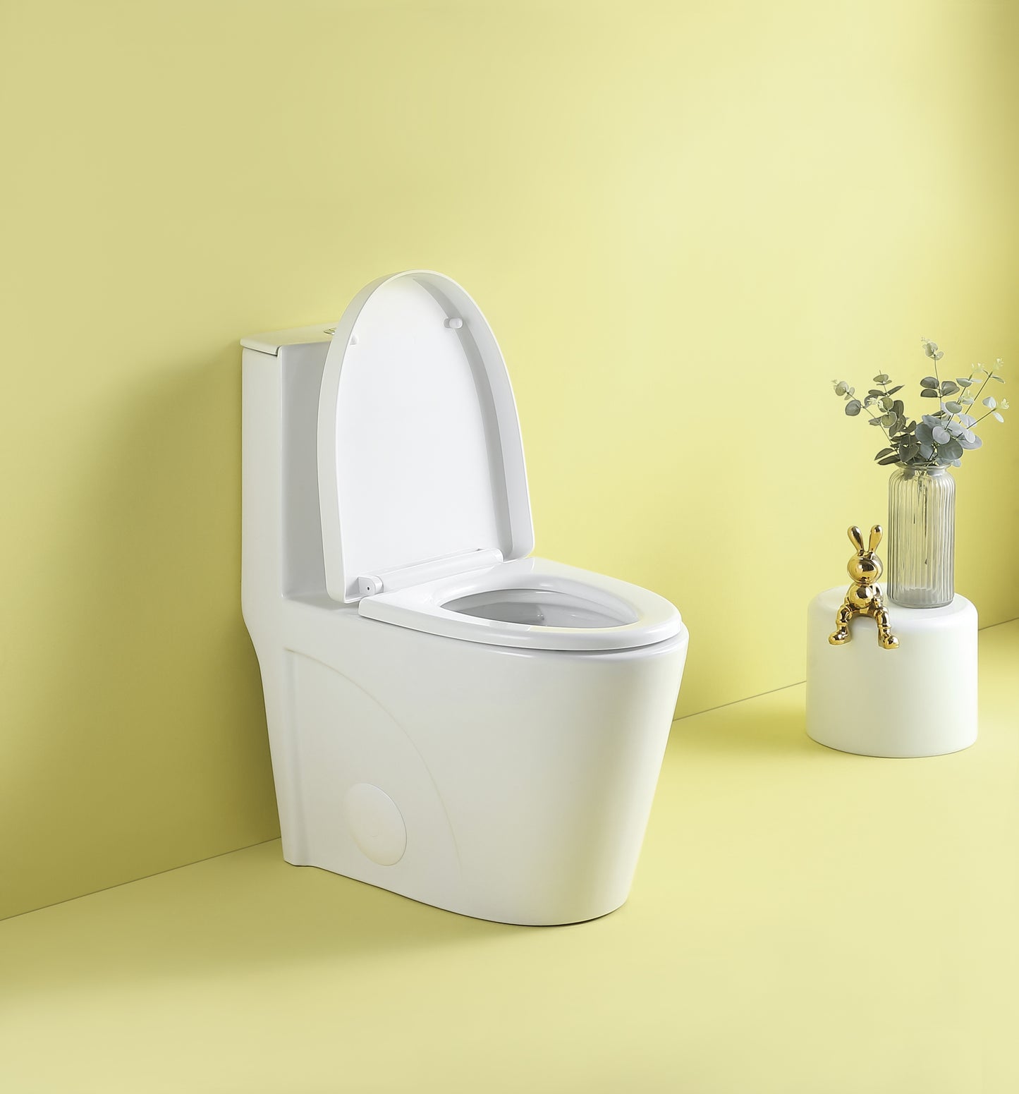 High-Efficiency 1.1/1.6 GPF Dual Flush One-Piece Toilet – Elongated Bowl with Soft Close Seat in Glossy White