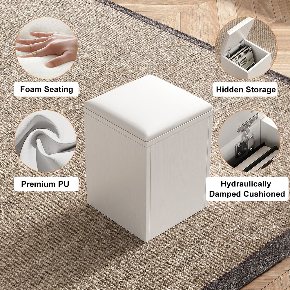 Modern White Lift Top Coffee Table 4 in 1 with Storage Ottoman Foldable and Casters