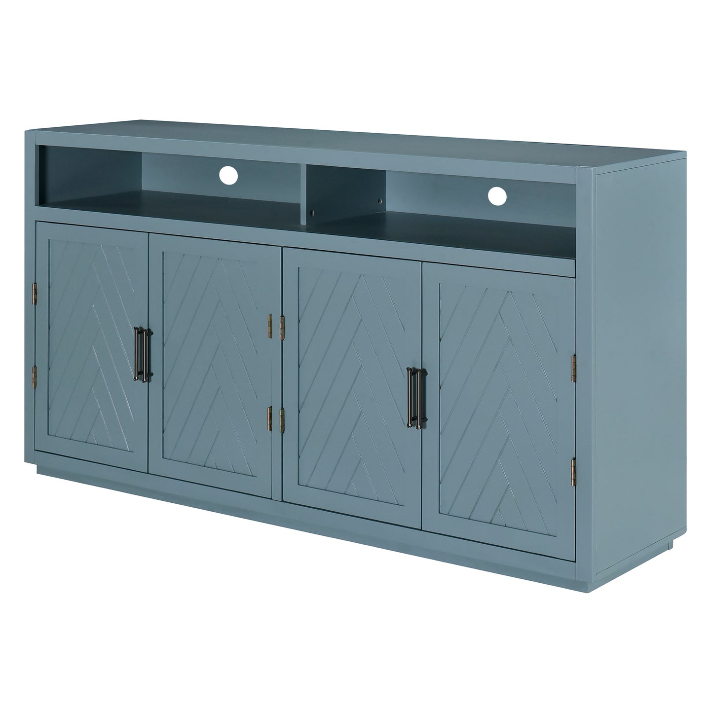 TREXM 4-door Classic Sideboard with Open Storage and Adjustable Shelves Perfect for kitchens,  living rooms (Smoke Blue)