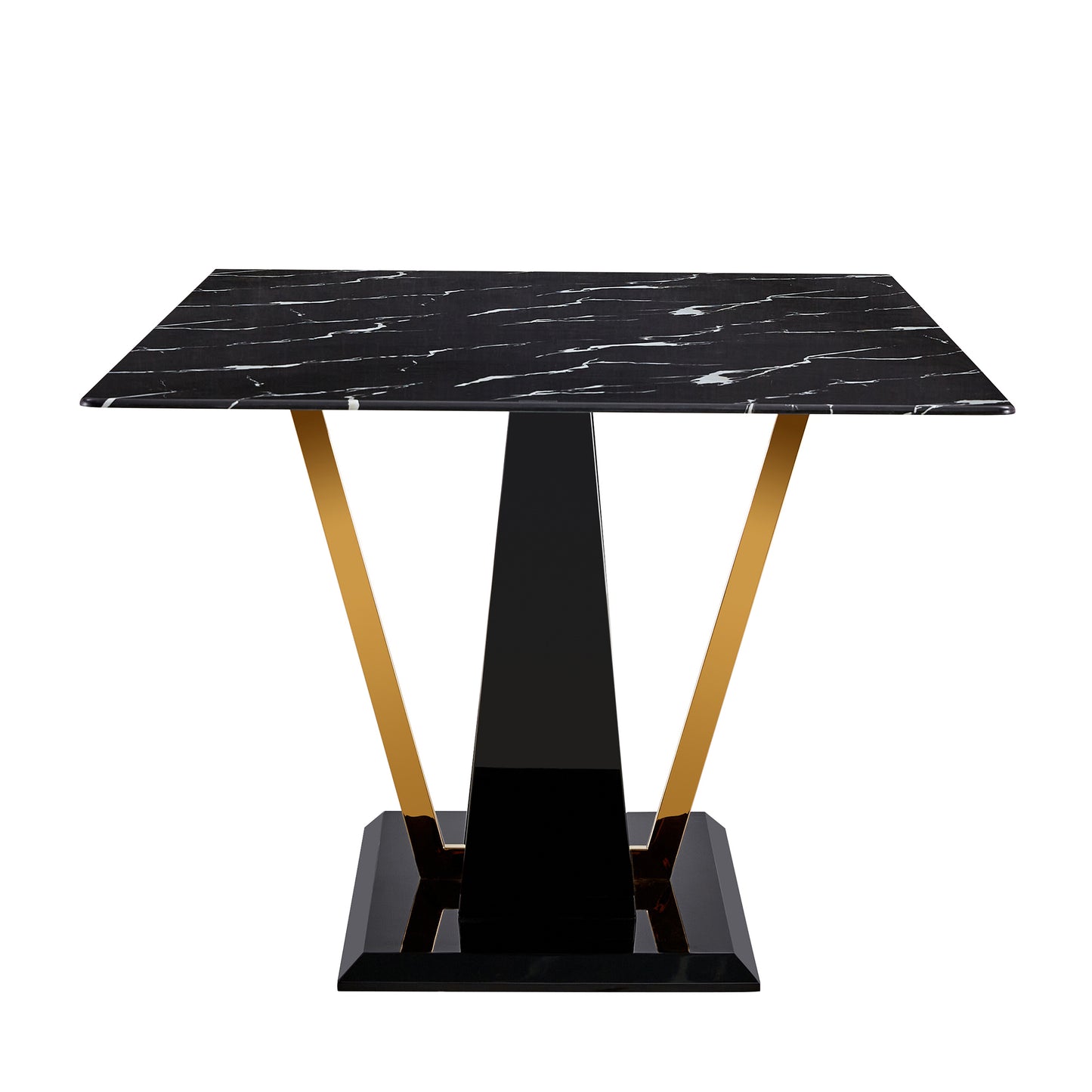 Stylish Rectangular Dining Table with Luxurious Black Imitation Marble Texture - Versatile Desk for Home