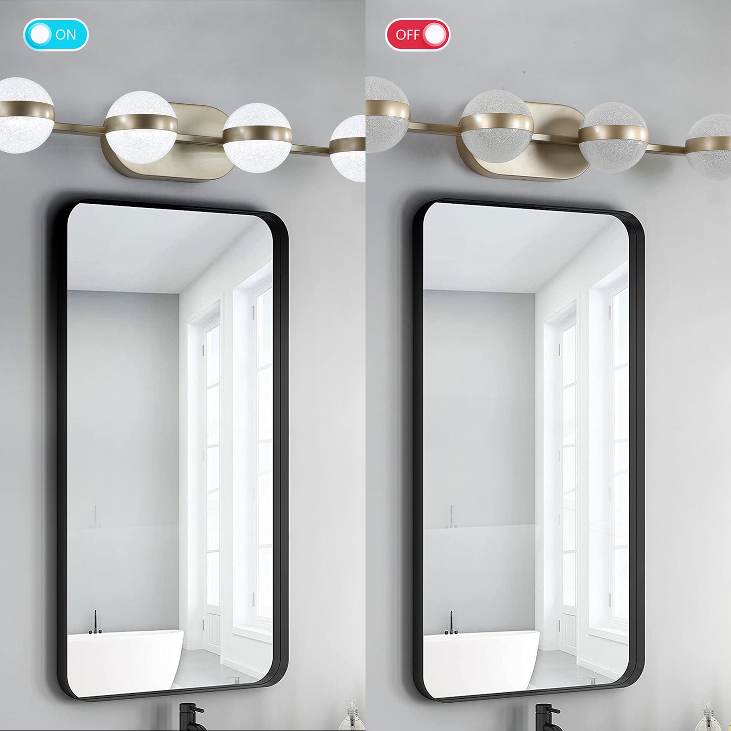 Champagne Gold Bathroom Vanity Light - 6-Bulb LED Wall Mounted Fixture with Stylish Acrylic Shades