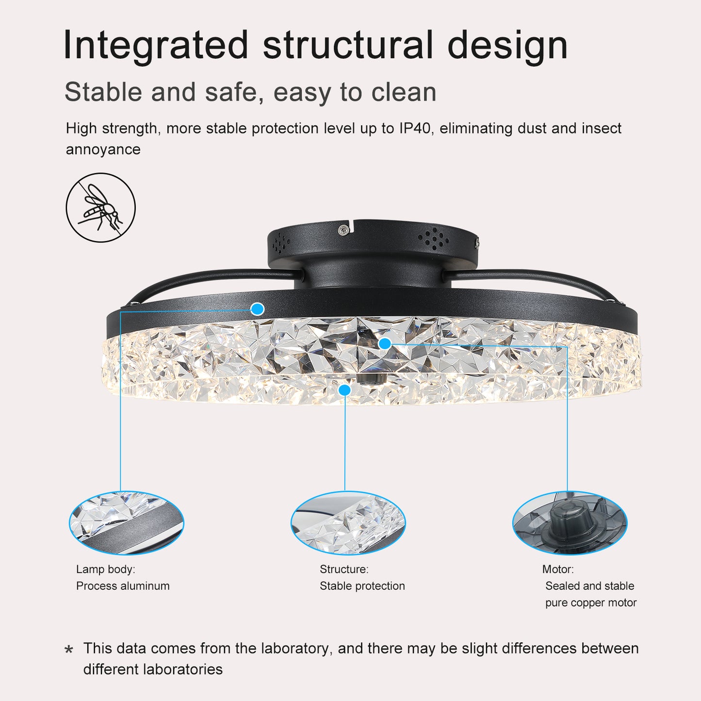 Contemporary Acrylic Ceiling Fan with 3-Color Lighting & Remote Control