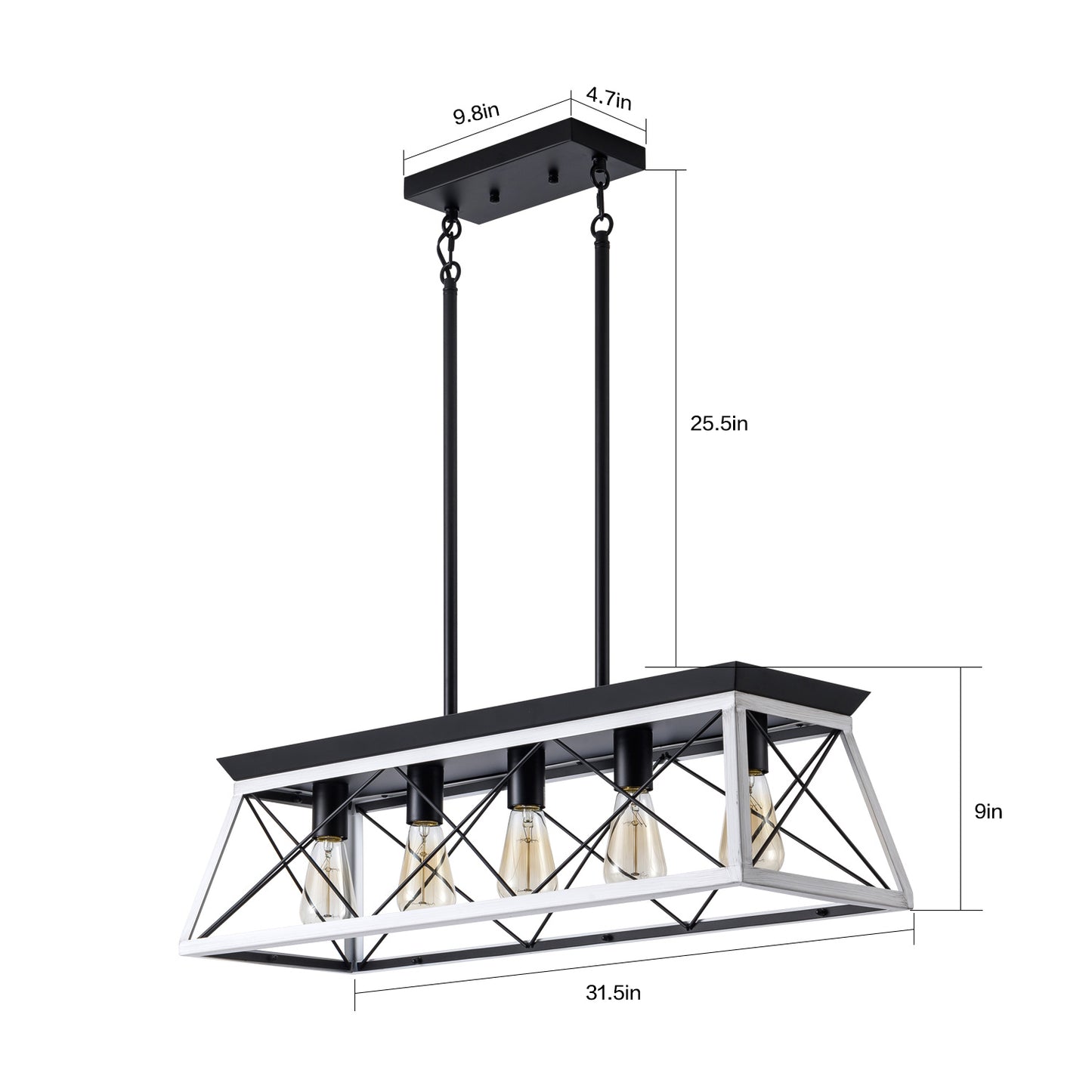 5-Light Farmhouse Chandeliers For Dining Room white(No Bulbs)