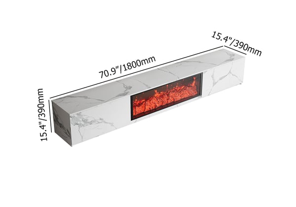 Meuble TV de rangement en bois pour cheminée électrique de 70,9 po avec télécommande pour téléviseurs jusqu'à 70