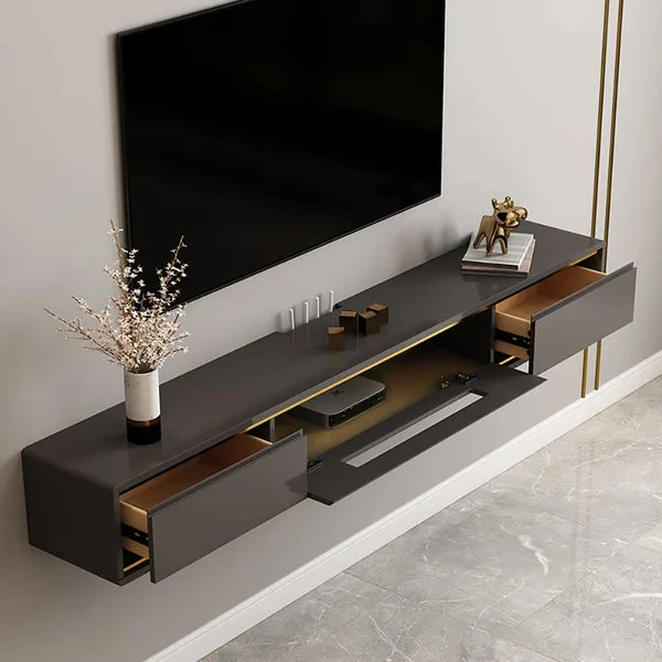 70.9 Inches Gray TV Stand Postmodern Minimalist Floating Media Console with Storage