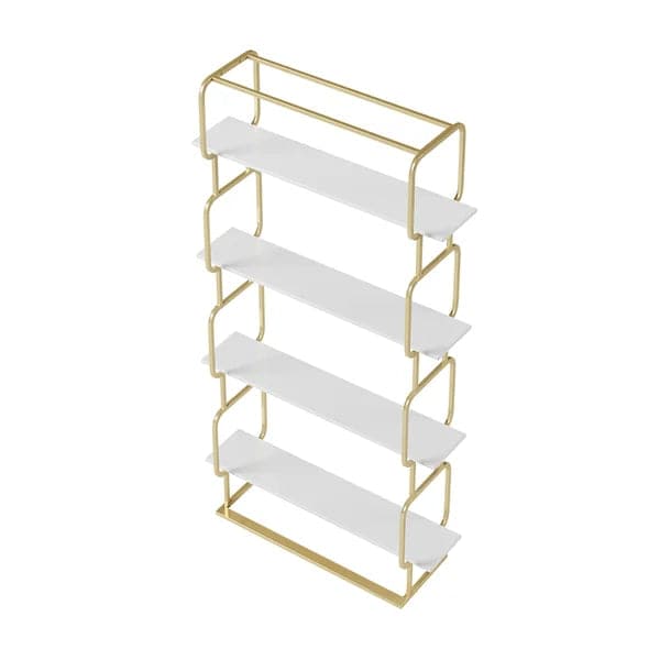 70.9 Modern Freestanding Etagere Bookshelf in Gold & White-S