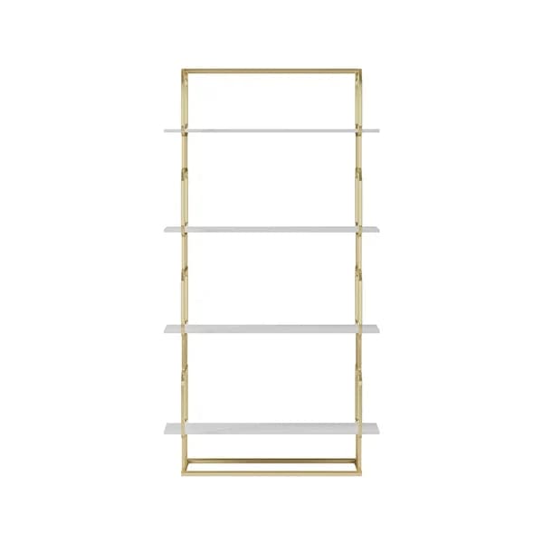 70.9 Modern Freestanding Etagere Bookshelf in Gold & White-S