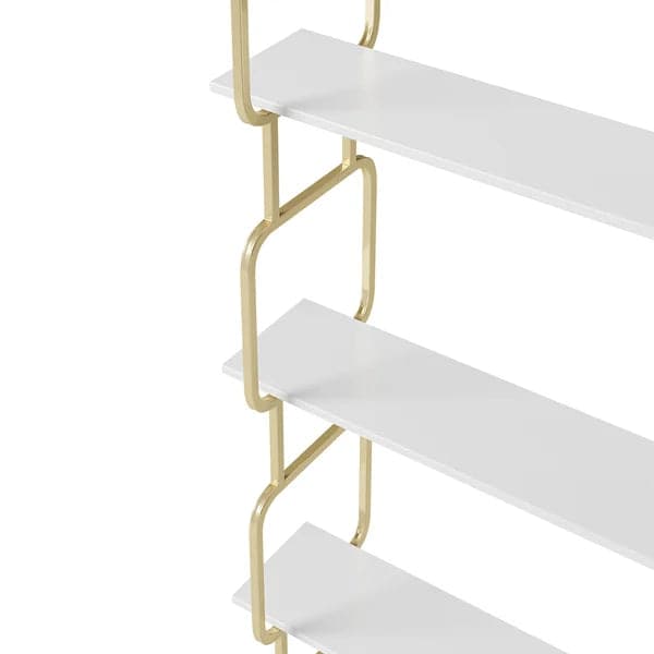 70.9 Modern Freestanding Etagere Bookshelf in Gold & White-S