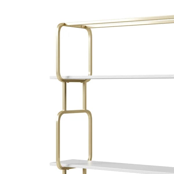 70.9 Modern Freestanding Etagere Bookshelf in Gold & White-S