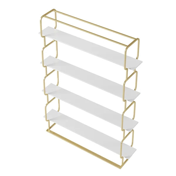 70.9 Modern Freestanding Etagere Bookshelf in Gold & White-M