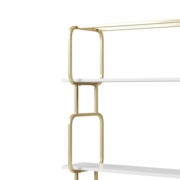 70.9 Modern Freestanding Etagere Bookshelf in Gold & White-M