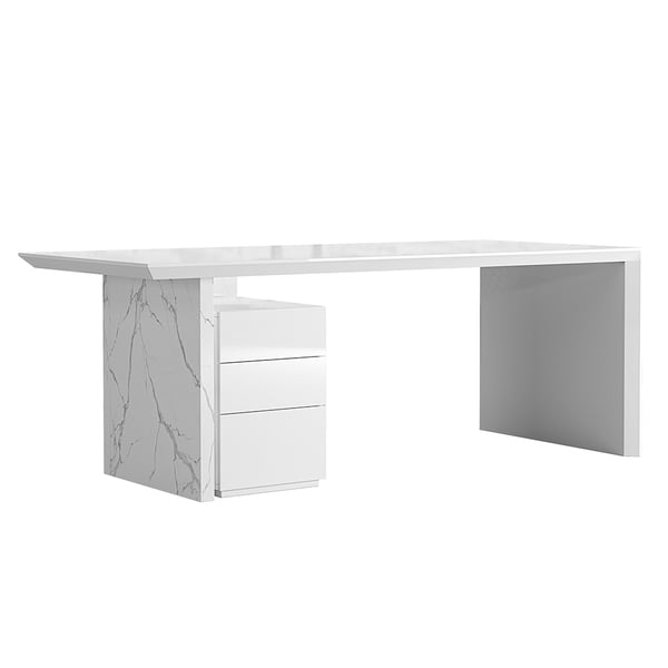 Modern Wooden Desk White Home Office Desk with Filing Cabinet