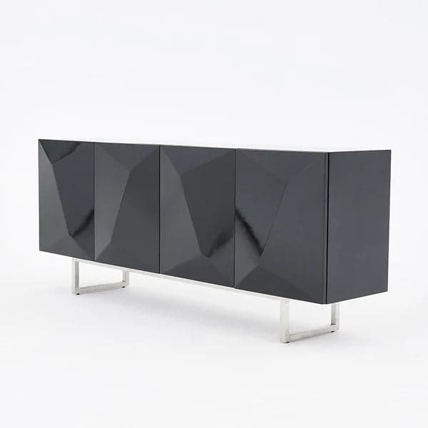 71 Inch Modern Black Buffet Sideboard Kitchen Cabinet with 4 Doors Adjustable Shelves